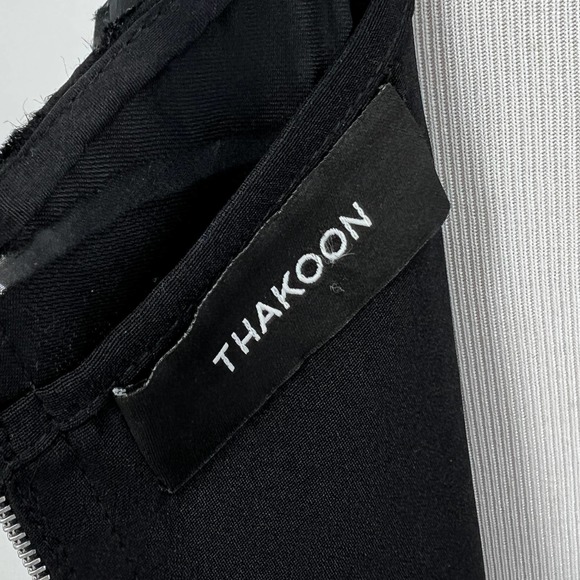 THAKOON Dress Womens Medium Black Off the Shoulder Gathered front Burn Out Satin - Picture 8 of 13